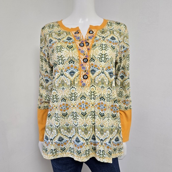 Avani Del Amour Tops - Avani Del Amour Shirt Embroidered Boho Top Long Slv Paisley Floral Size S NWT
